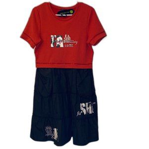 Tricotto Short Sleeve Dress - Red/Black - Women’s Size XS